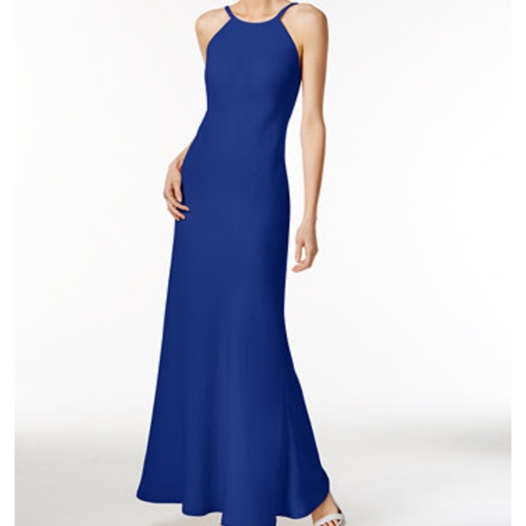 Calvin Klein Dresses & Skirts - NWT Blue Calvin Klein Open-Back Halter Gown